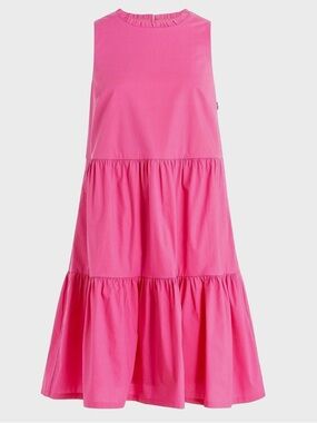 J. Crew Sleeveless Tiered Dress in Hot Pink 98% cotton size 4